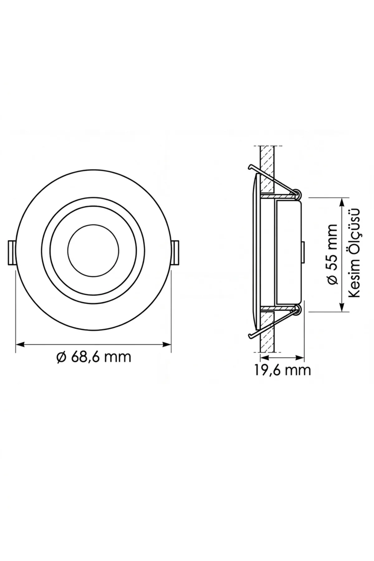 2.5W LED Mobil Spot - Gömme Tavan Spotu 3000K - Görsel 3