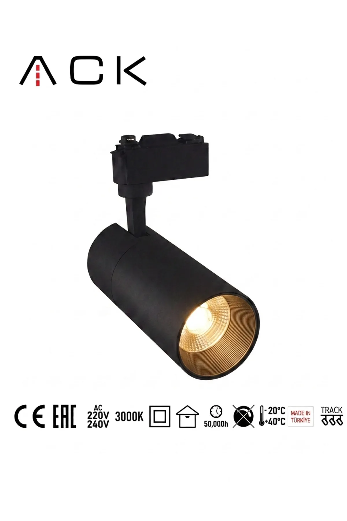 10W Alüminyum LED Ray Spot Armatür Siyah Kasa 3000k Günışığı AD30-01001
