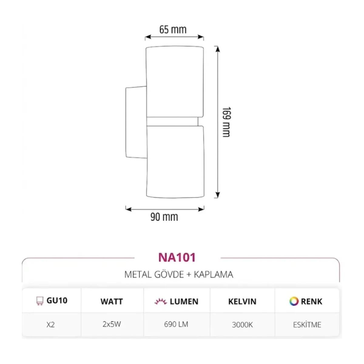 Çift Yönlü Iç Mekan Aplik Eskitme 6500k Beyaz Işık - Görsel 4