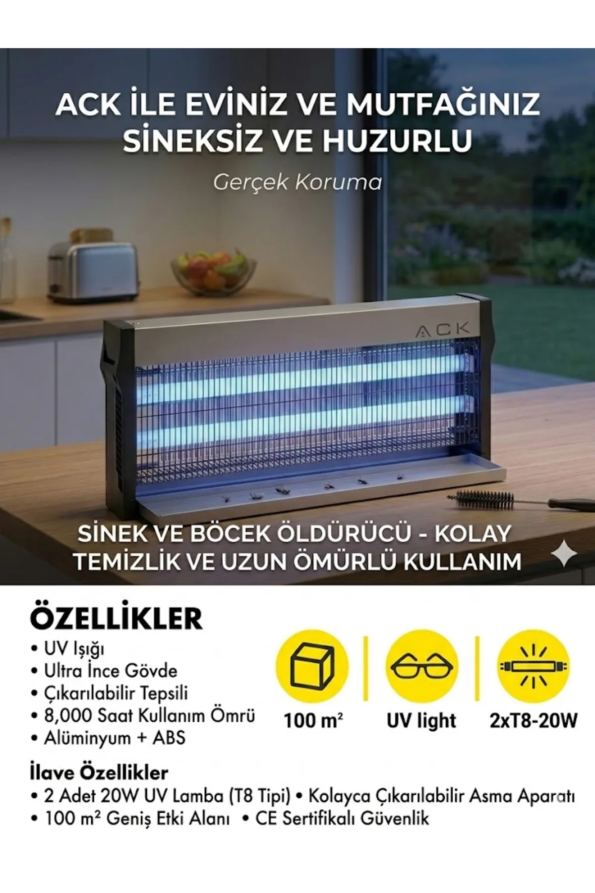 SİNEK CİHAZI HAŞERE ÖLDÜRÜCÜ ELECTRIC INSECT KILLER AG45-04000 100m2