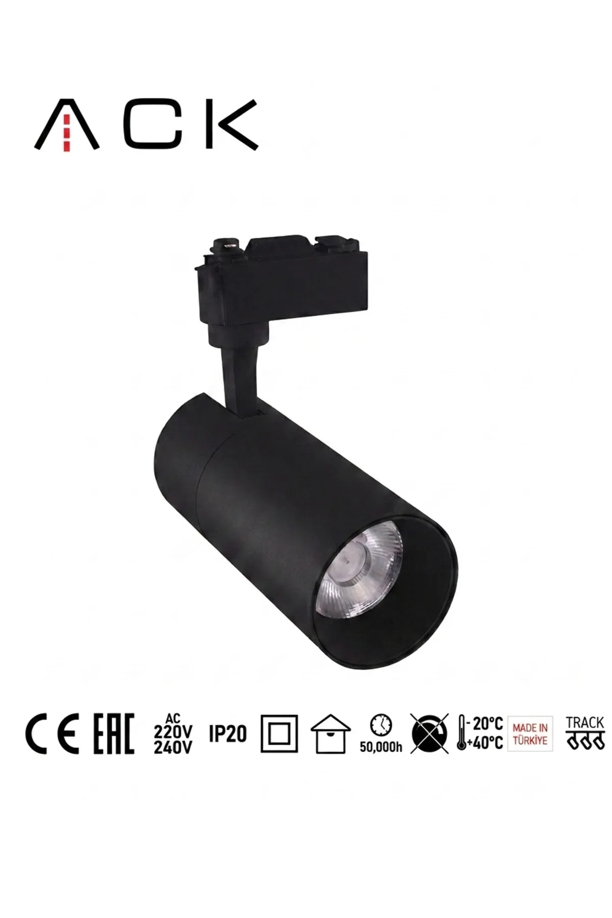 10W Alüminyum LED Ray Spot Armatür Siyah Kasa 6500k Beyaz Işık AD30-01031 - Görsel 3