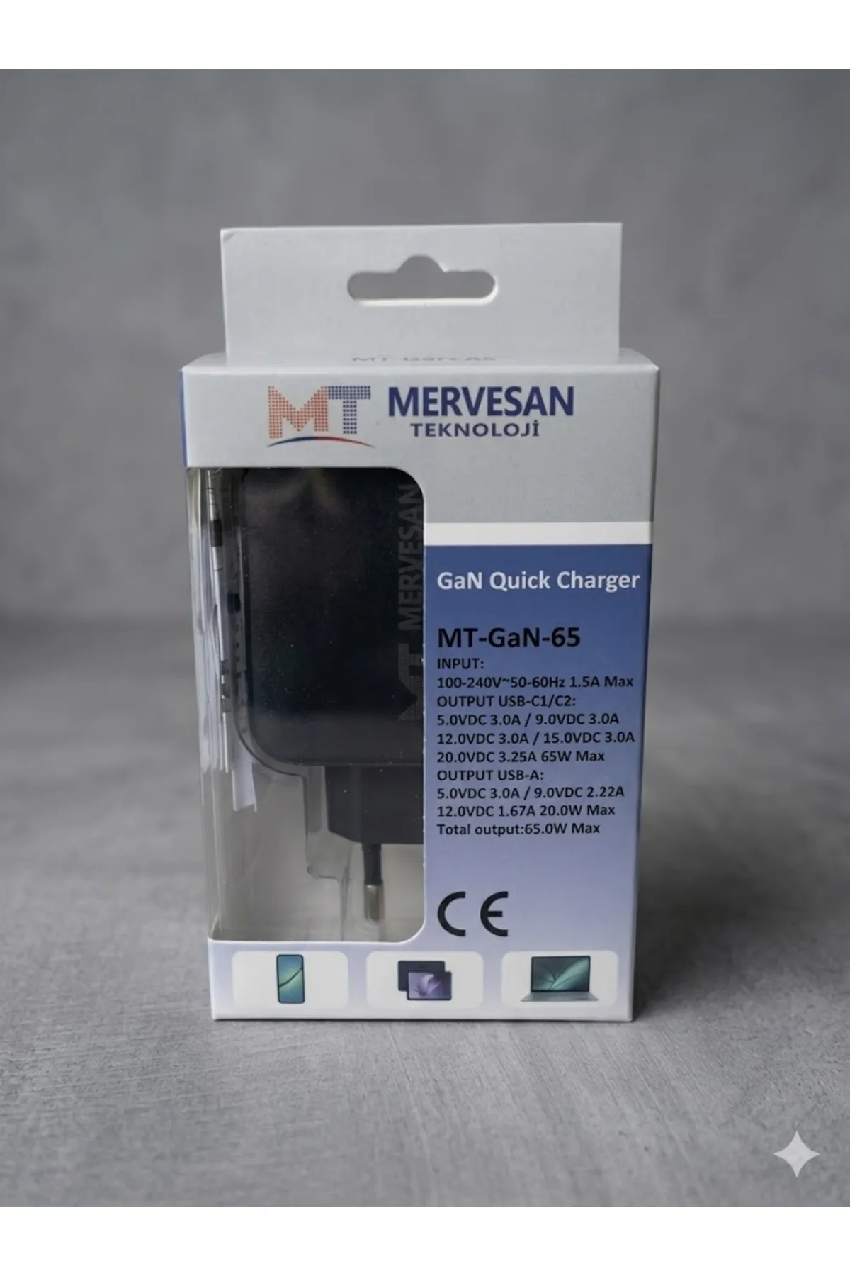 MT-GAN-65 HIZLI ŞARJ ADAPTÖRÜ 65W SİYAH