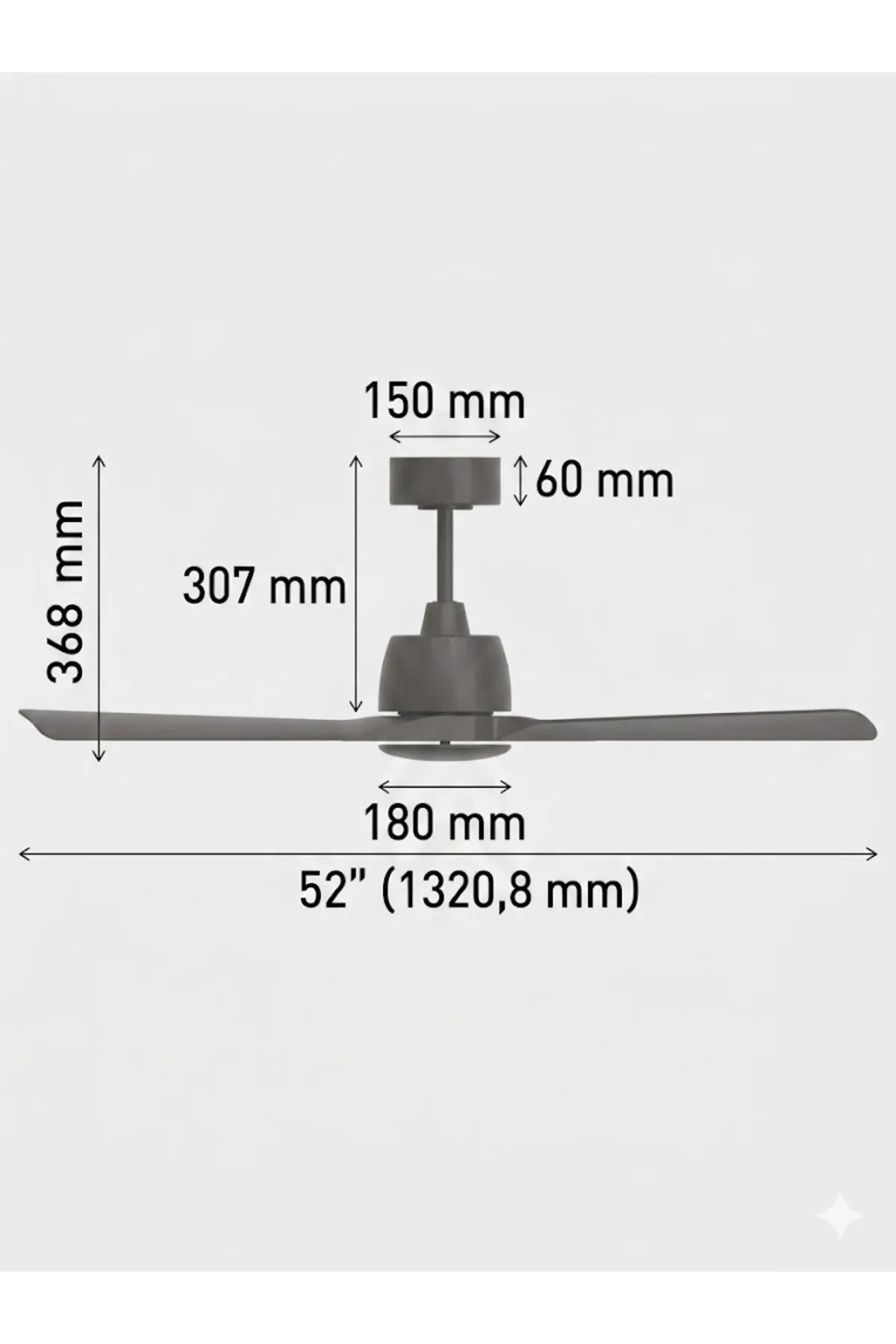 TAVAN FANI SİYAH 35W DC MOTOR 52 INC (132CM) UZAKTAN KUMANDALI SİYAH - Görsel 3