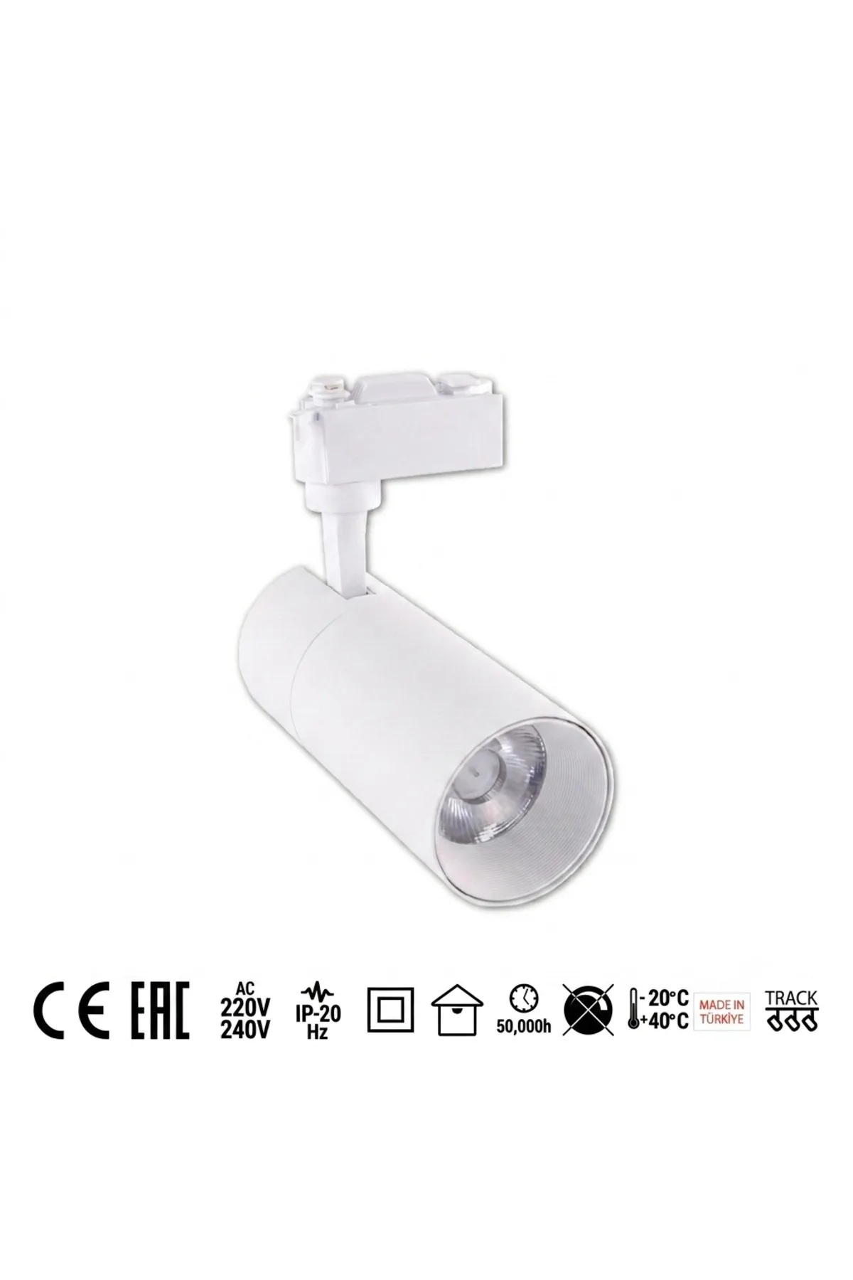10W Alüminyum LED Ray Spot Armatür Beyaz Kasa Günışığı 3000K AD30-01000