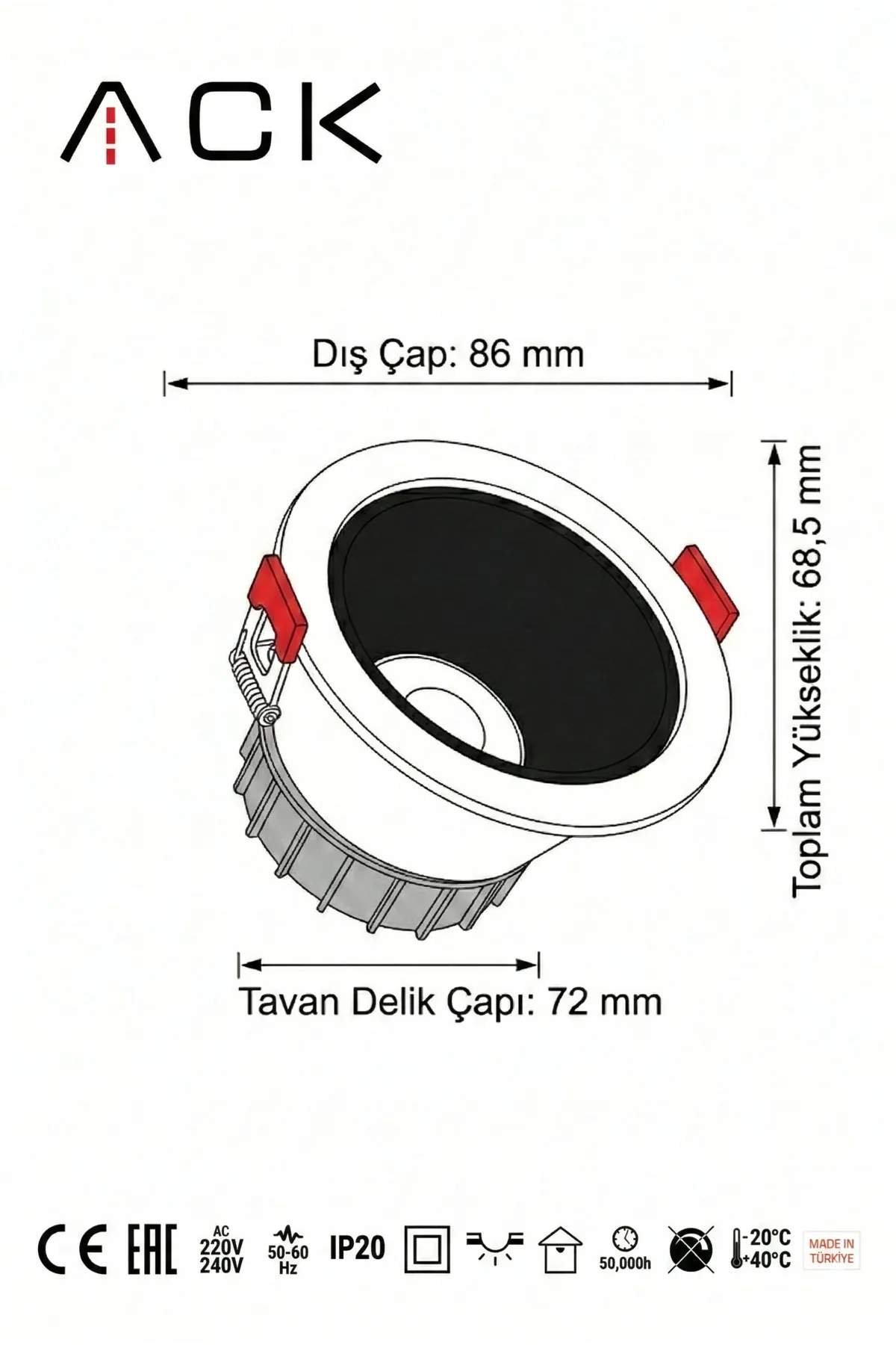 Led Spot 5W Siyah Çerçeve Gün Işığı - Görsel 3