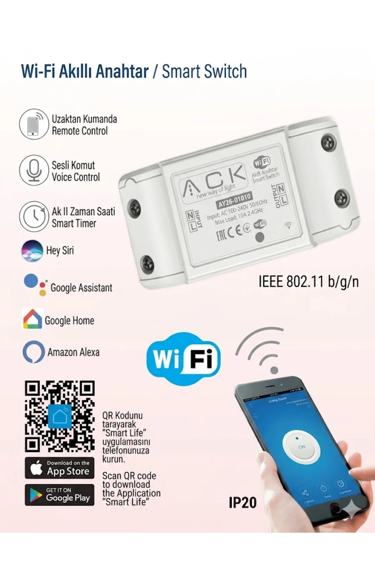 WIFI AKILLI ANAHTAR SMART SWİTCH 10 AMPER